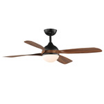 Bola Ceiling Fan with Light - Black / Walnut / Frosted