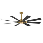 Helm Ceiling Fan with Light - Aged Brass / Black