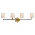 Durham Slim Bathroom Vanity Light - Natural Aged Brass / White