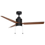 Falcon Ceiling Fan with Light and Pull-Chain - Black / Walnut