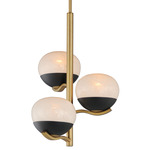 Lucerne Pendant - Black / Natural Aged Brass / Glossy Marble Swirl Glass
