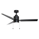 Falcon Ceiling Fan with Light and Pull-Chain - Black / Black