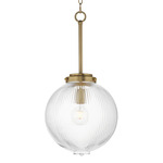 Kasbah Pendant - Satin Brass / Clear Ribbed