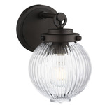 Kasbah Globe Wall Sconce - Oil Rubbed Bronze / Clear Ribbed