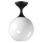 Neve Semi Flush Ceiling Light - Black / Marble Glass
