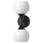 Neve Double Wall Sconce - Black / Marble Glass