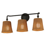 Baja Bathroom Vanity Light - Dark Bronze / Natural Rattan