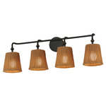 Baja Bathroom Vanity Light - Dark Bronze / Natural Rattan