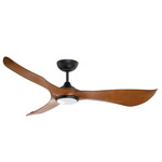 Keanu Outdoor Ceiling Fan with Light - Black / Walnut