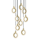 Halo Color-Select Multi-Light Pendant - Antique Brass / Frosted