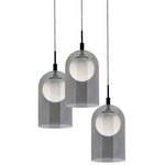Kiran Round Multi Light Pendant - Black / Smoke
