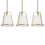 Lizzette Linear Multi-Light Pendant - Antique Brass / White