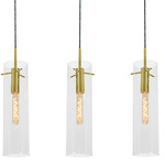 Vista Linear Multi-Light Pendant - Antique Brass / Clear