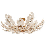 Bilal Semi Flush Ceiling Light - Antique Brass / Ivory