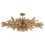 Kasai Semi Flush / Chandelier - Antique Brass / Rattan