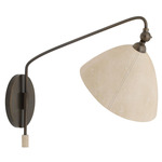 Inlet Swing-arm Wall Sconce - English Bronze / Ivory Leather