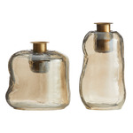 Hughes Candleholders Set of 2 - Antique Brass / Smoke