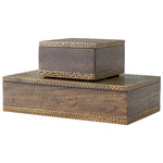 Turney Box Set of 2 - Walnut / Antique Brass