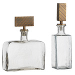 Houston Decanters Set of 2 - Antique Brass / Clear