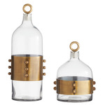 Hancock Decanters Set of 2 - Antique Brass / Clear