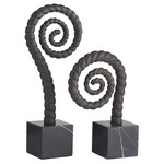 Gully Sculptures Set of 2 - Black Marble / Grey