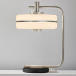 Masina Table Lamp - Satin Nickel / Textured Blue
