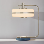 Masina Table Lamp - Satin Nickel / Textured Blue