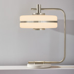 Masina Table Lamp - Satin Nickel / Textured Cream