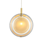 Lens Pendant - Brushed Gold / Beige