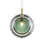 Lens Pendant - Brushed Gold / Green