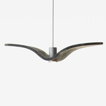 Night Birds Mini Pendant - Silver Body / White Canopy / Smoke Grey Brokisglass