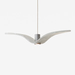 Night Birds Mini Pendant - Silver Body / White Canopy / Triplex Opal Brokisglass