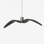 Night Birds Mini Pendant - Silver Body / White Canopy / Smoke Grey Brokisglass