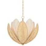 Costa Brava Chandelier - Vintage Gold Leaf / Natural Linen