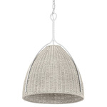 Woodlawn Pendant - White Plaster / Bleached Abaca