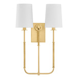 Glenmont Double Wall Sconce - Aged Brass / White Linen