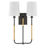 Glenmont Double Wall Sconce - Distressed Bronze / White Linen
