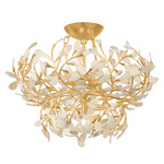 Maybrook Semi Flush Ceiling Light - Vintage Gold Leaf / Coco Shell
