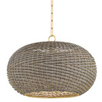 Penarth Pendant - Aged Brass / Natural