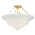 Loburn Semi Flush Ceiling Light - Aged Brass / Frosted