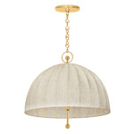 Palmetto Pendant - Aged Brass / Natural