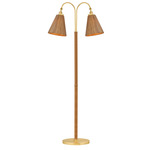 Ruthin Floor Lamp - Aged Brass / Natural Rattan