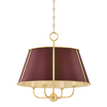 Cambridge Chandelier - Aged Brass / Soft Crimson