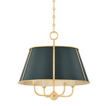 Cambridge Chandelier - Aged Brass / Soft Studio Green
