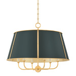 Cambridge Chandelier - Aged Brass / Soft Studio Green