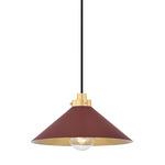 Clivedon Pendant - Aged Brass / Soft Crimson
