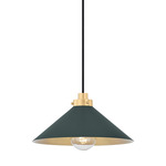 Clivedon Pendant - Aged Brass / Soft Studio Green