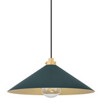 Clivedon Pendant - Aged Brass / Soft Studio Green