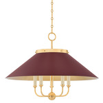 Clivedon Chandelier - Aged Brass / Soft Crimson