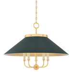 Clivedon Chandelier - Aged Brass / Soft Studio Green